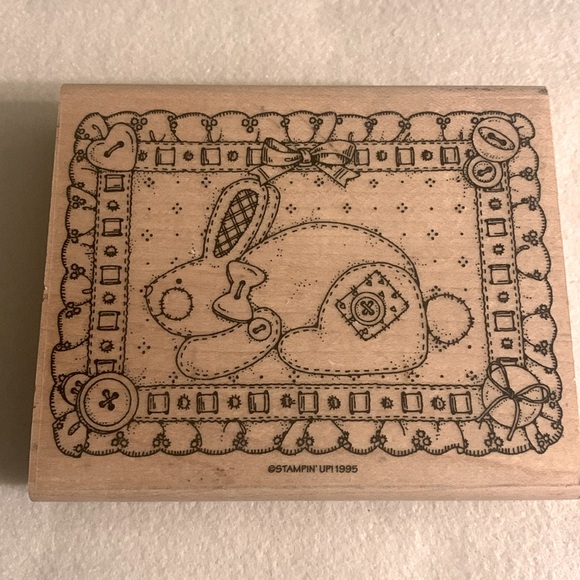 Vintage 1995 Stampin Up Patchwork Bunny Rubber Stamp. - Picture 1 of 2